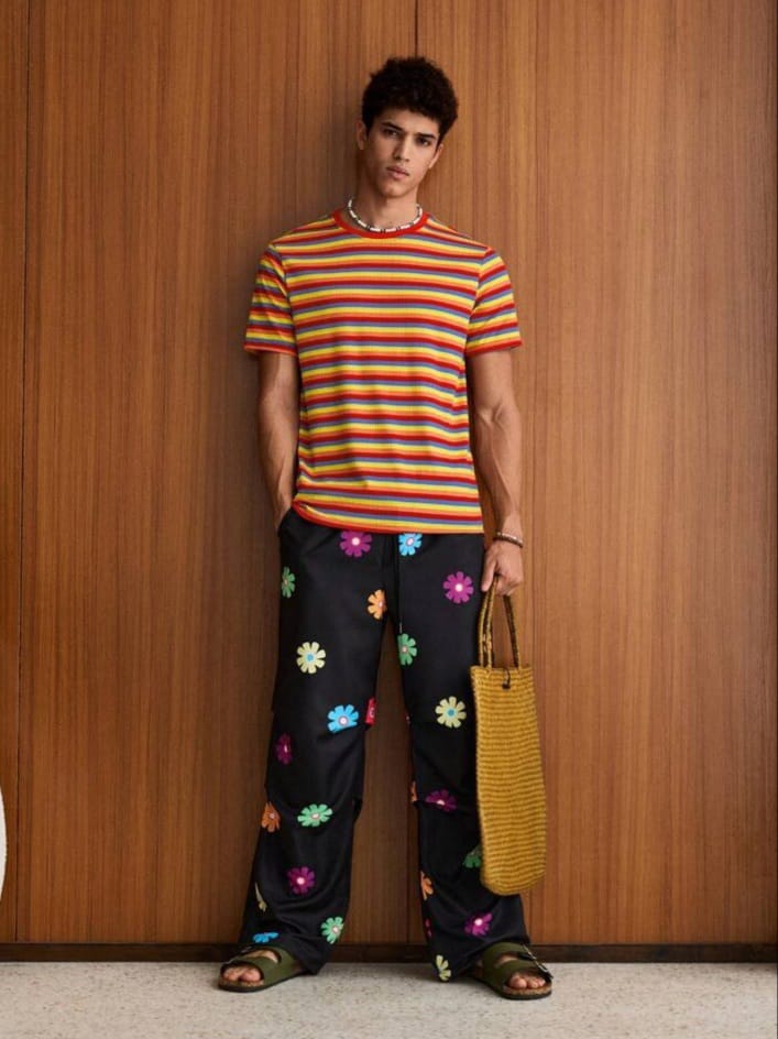 Bonga Boys Rib-Knit Colourful Striped T-Shirt Men